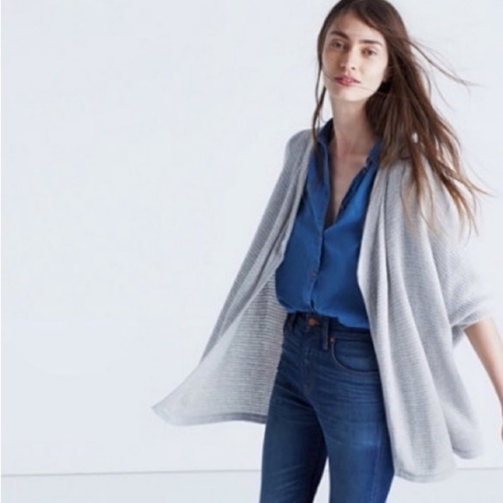 Madewell Seabank Cardigan Open Knit Gray Cardigan Sweater